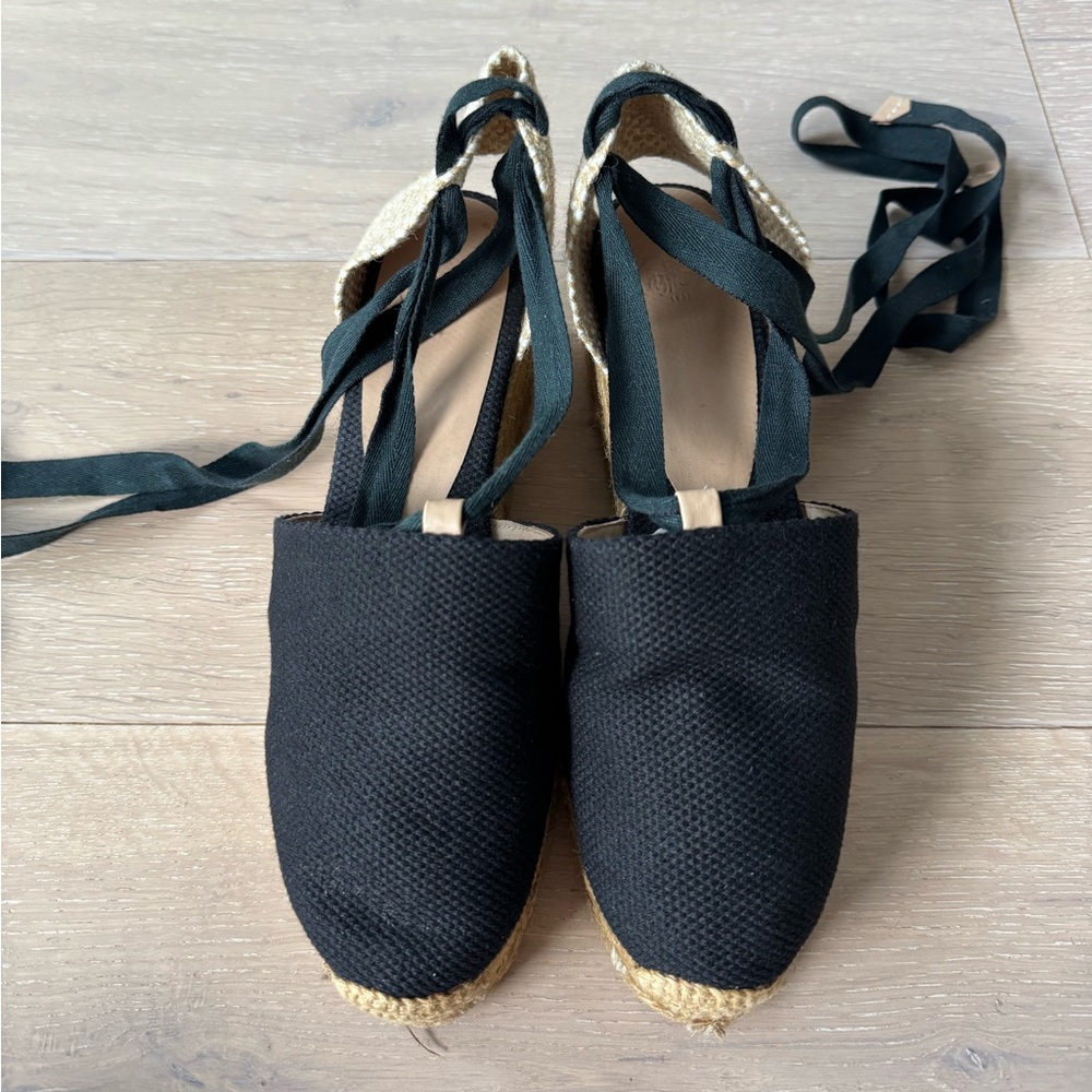 Castaner Navy Espadrilles with Ribbon Ties